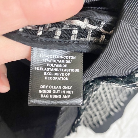 LAFAYETTE 148 NEW YORK Black Textured Tweed Grid Fringe Blazer Jacket 14 office - Picture 13 of 16